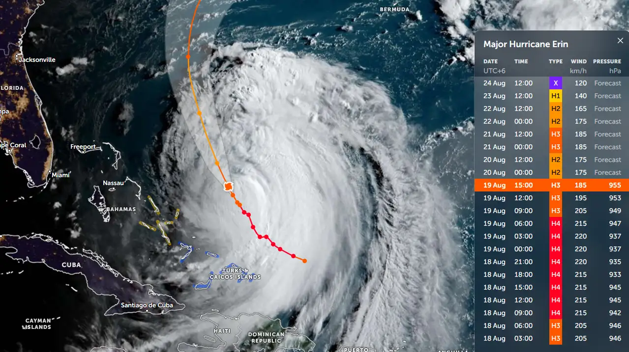 Hurricane Erin Tracker: Category 4 Storm Brings Evacuations, Coastal Flood Threats